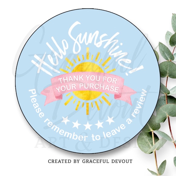 Hello Sunshine! - 2" (inches) Round Sticker (48ct.) [GD4-48] - Picture 1 of 4